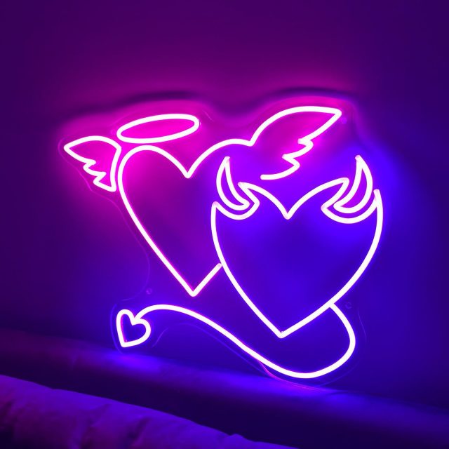 Angel n devil neon signs #customneon #customneonsigns #bedroomdecor